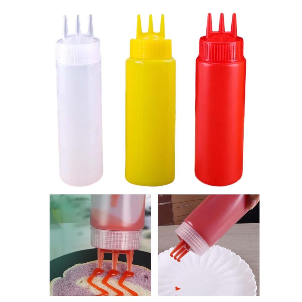 Ketchup Bottle Press, Container with Three Holes for Outdoor Restaurants