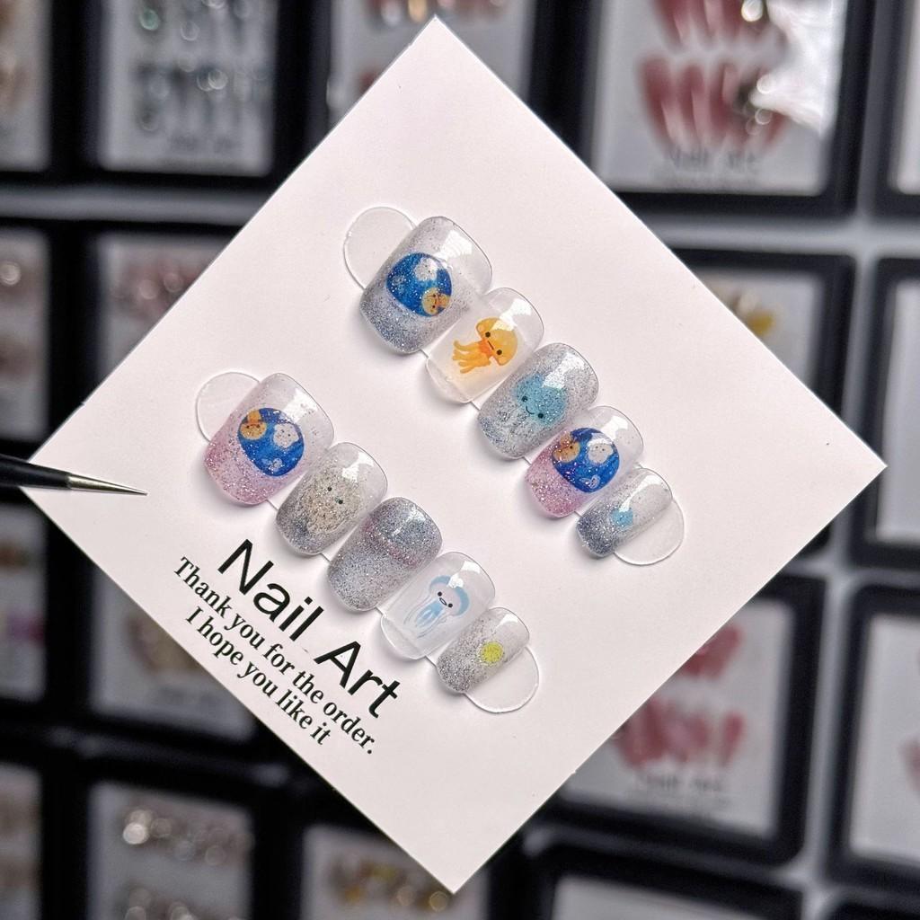 Handmade Nail Pure Color Jewelry Aurora Exotic Jellyfish Cute Cartoon Style