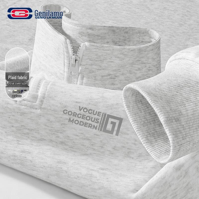 GENIOLAMODE Men's Heavyweight 330G Stand Collar Half-Zip Pullover Sweatshirt