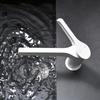 Bathroom Undermount Basin Faucet Waterfall Spout,Cold and Hot Mixer, Hollow-Out Handle, tap White