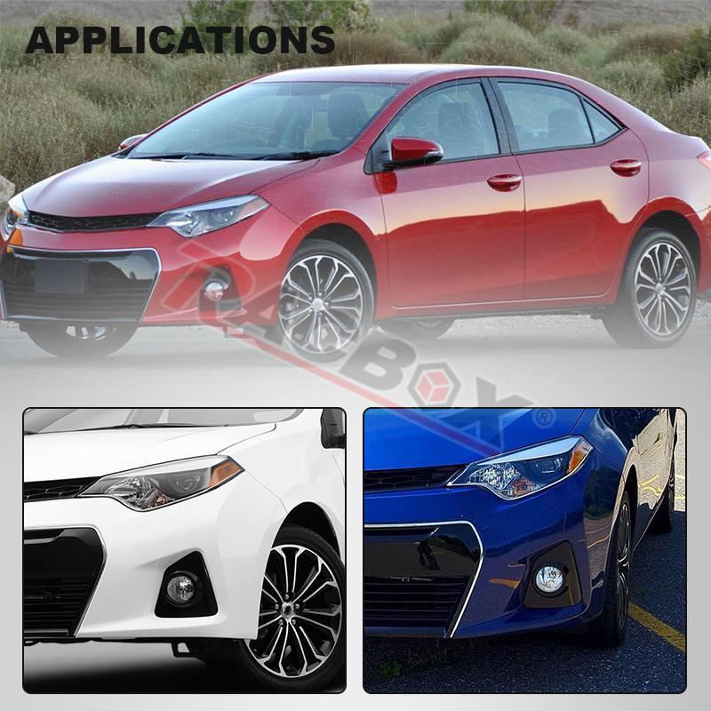Car Front Left Right Fog Light Lamp Trim Cover Bezel Frame for Toyota Corolla S 2014 2015 2016 Parts Replacement Glossy Black