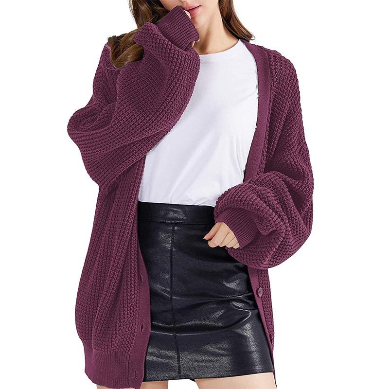 Loose Fit Women Knit Cardigan V Neck Single Button Long Sleeve Casual Sweater For Fall And Winter