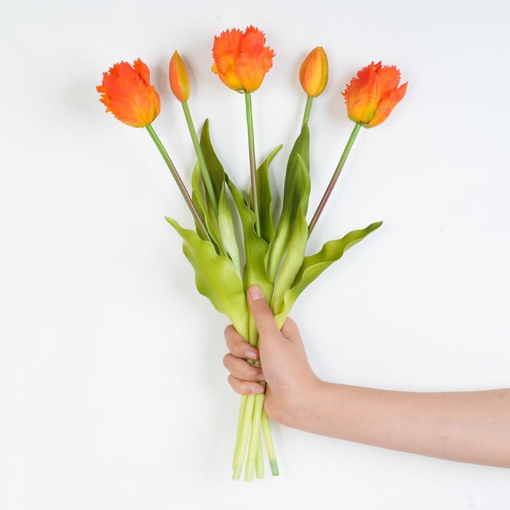 5pcs Real Touch Simulation Tulip Bouquet Luxury Fake Flowers  Ride Bouquet