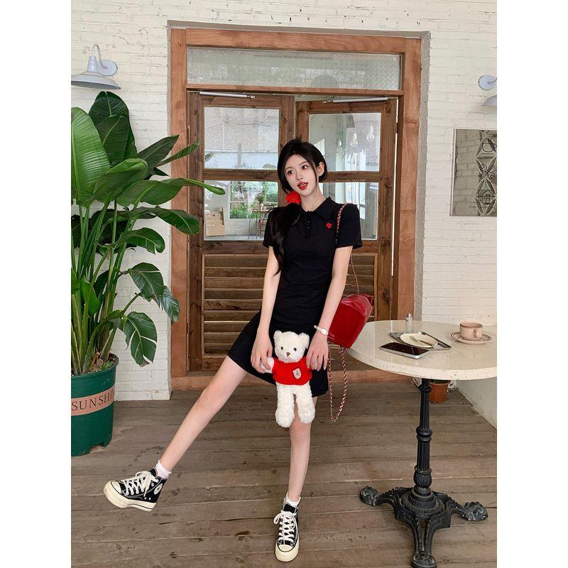 Polo Women s Summer Chubby Girl Preppy Style Short Sleeve Dress Short skirt 2XL Size