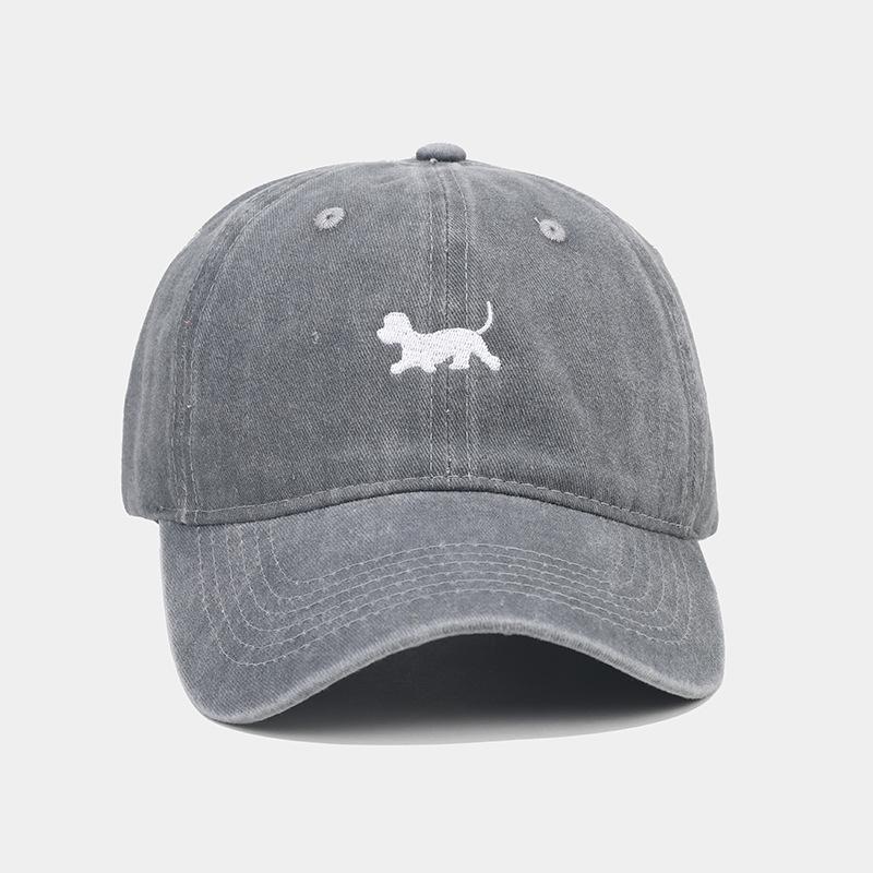 New washed and old retro baseball cap female curved brim puppy embroidered cap male personalized fashion hat