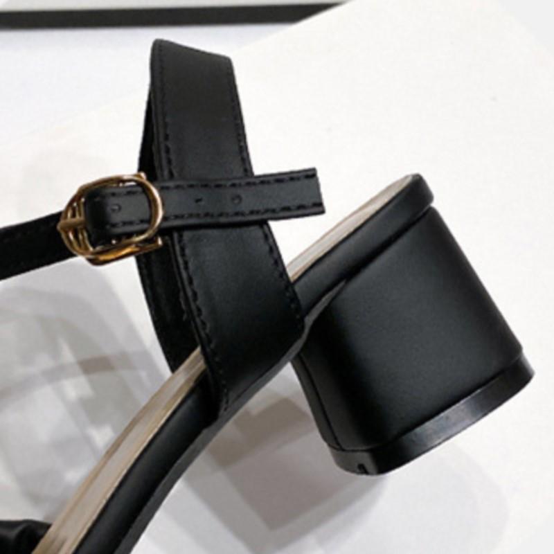 Fashion Single-Strap Chunky Heel Sandals 2025 Summer High Heels for Women Chunky Heel Single-Strap Solid Sandals Versatile High Heel