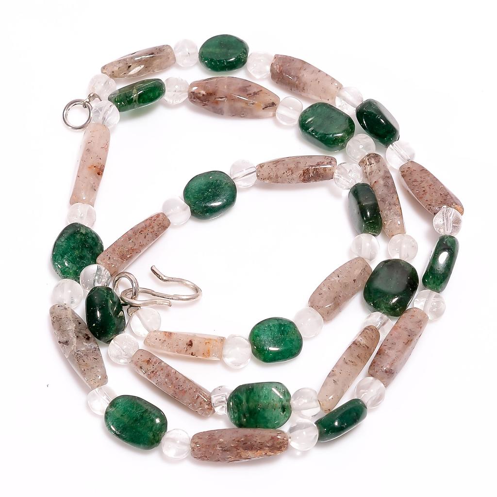 Dot Quartz Aventurine Crystal Mix Shape Smooth Beads Necklace 5-16 mm 19.5" UB-8450
