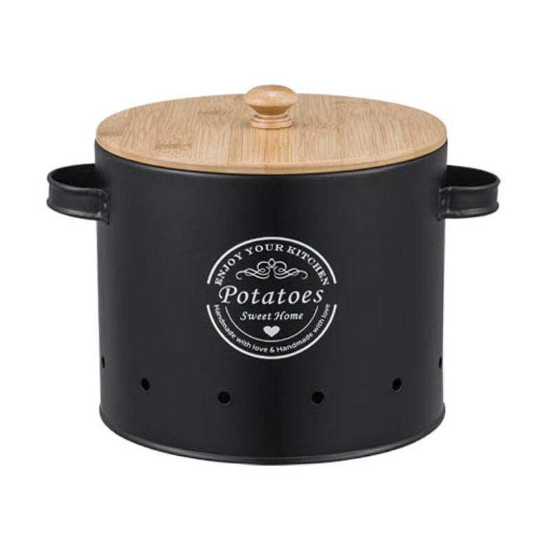 Kitchen Breathable Carbon Steel Storage Container Set with Bamboo Lid