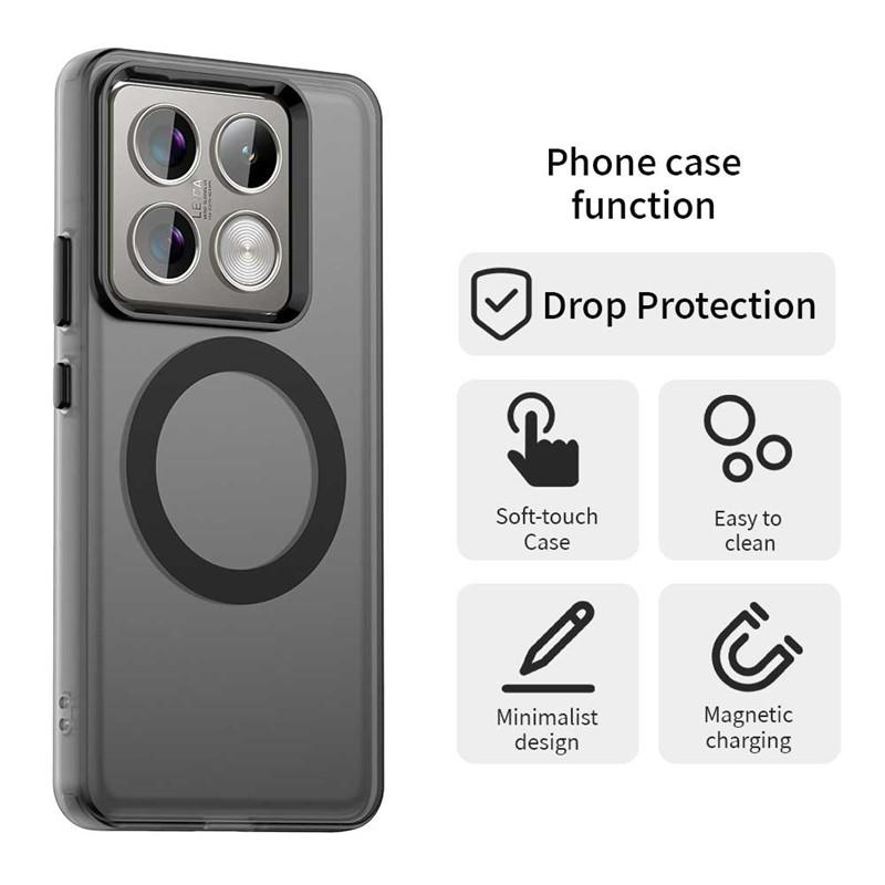 Nárazuvzdorný bezdrátový nabíjecí Magsafe kryt na telefon pro Xiaomi 14T 14 T Mi 14T Pro 5G Candy magnetický nárazník