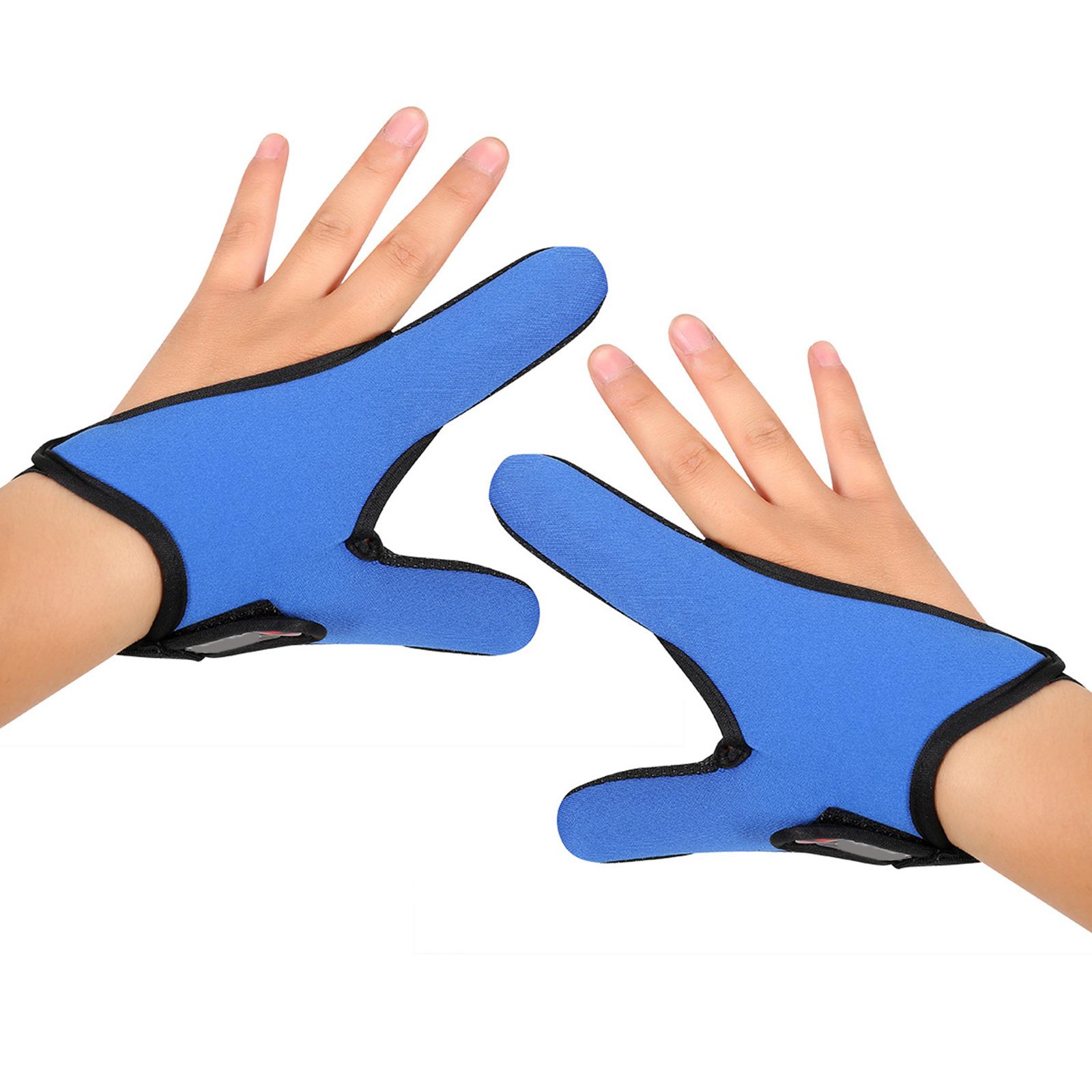 

1 пара практичных рыболовных перчаток с 2 пальцами, дышащий неопрен для дневного комфорта, 2 пальца обрезаны для безопасного использования инструментов синий