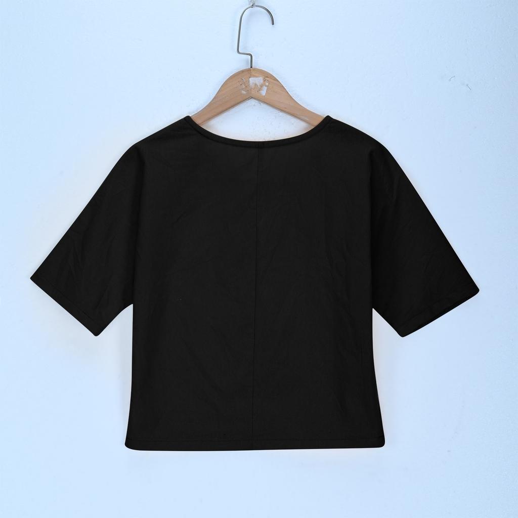 Kinder Baumwolle und Leinen Halbarm Rundhals T-Shirt Einfarbig Lässige Alltagsjacke