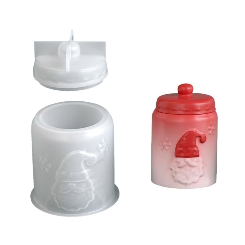 Festive Santa Design Silicone Christmas Tree Mold Crafting Resin Jewelry Box Plant Pot Storage Jar Holiday DIY Project Supplies