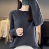Women's Round Neck Sweater, Qinghe Cashmere, 30% Cashmere 70% Wool, Hollow Winter Knitted Pullover Autumn Sweater Cashmere Sweater