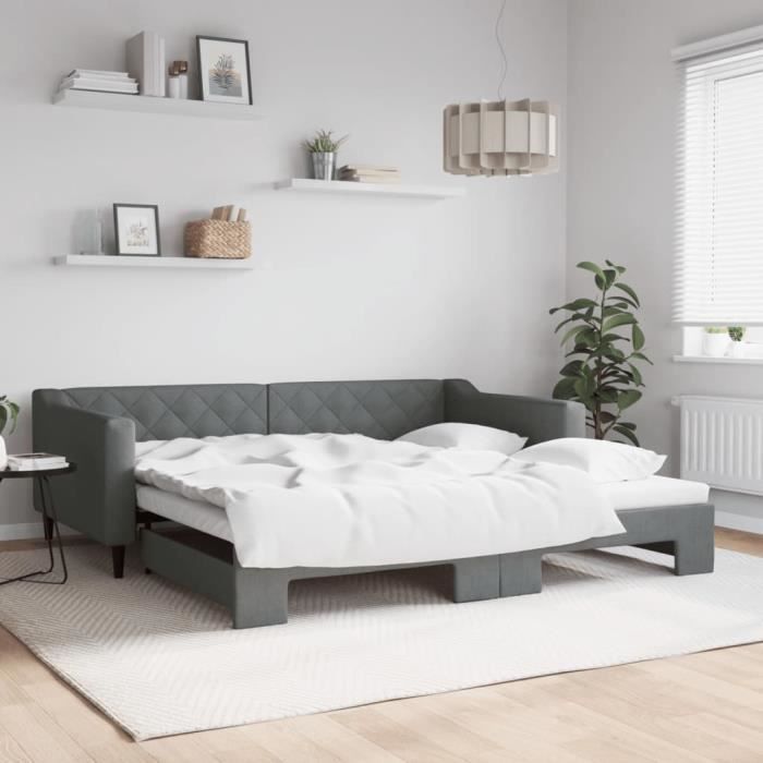 VidaXL Daybed with Pull-out Bed Dark Grey 100x200 Cm Fabric 3197432