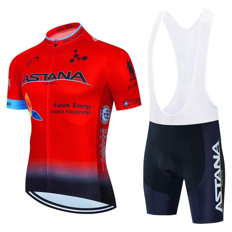 Mens Cycling Jersey Set Breathable Quick-Dry Short Sleeve Kit ASTANA Team Style Ride Wear
