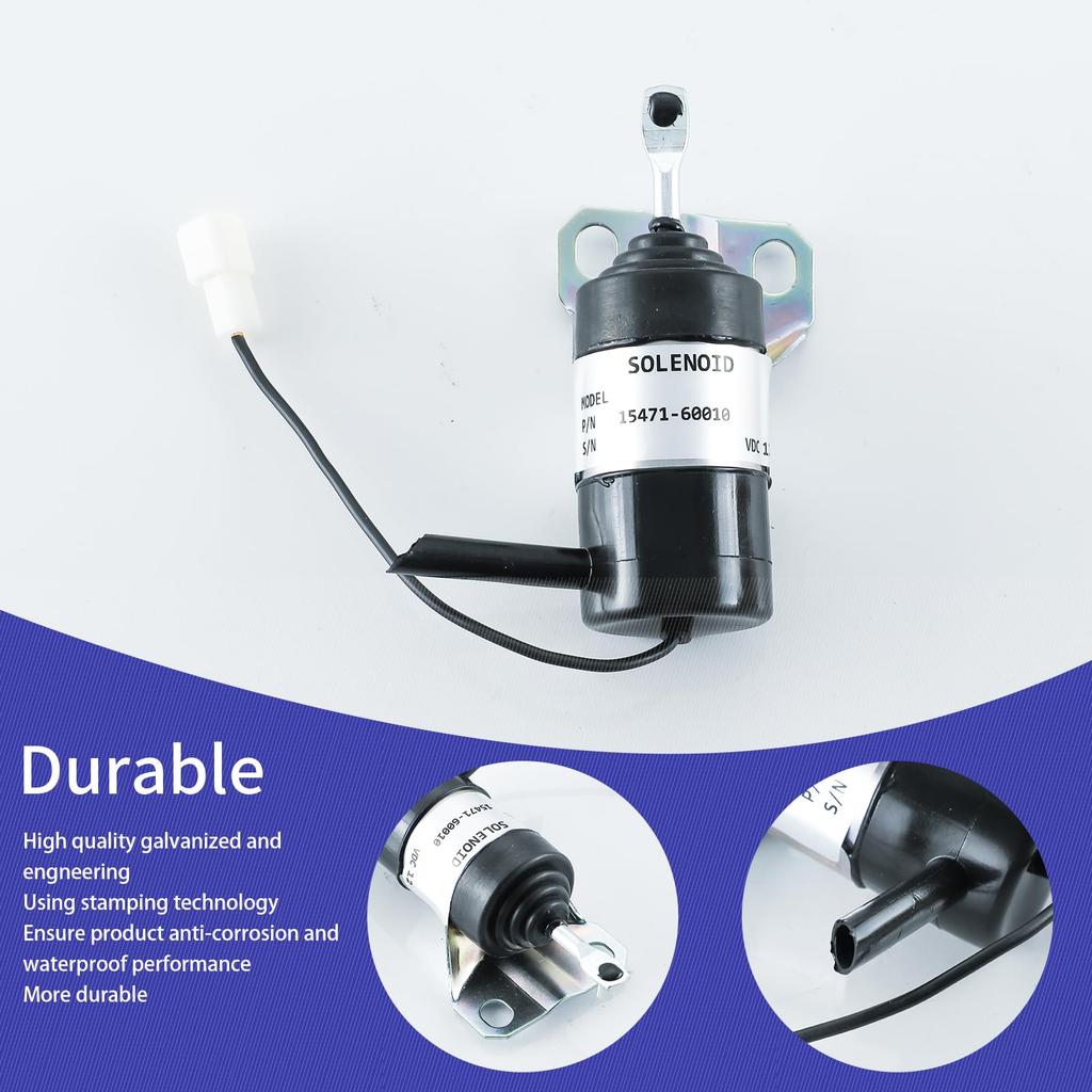 15471-60010 Fuel Rejection Solenoid 052600-1000 15471-60013 Replacement for Kubota R400B R410 R410B R420 R510