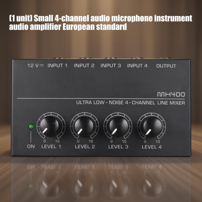 MX400 Mixer 4 Channel Auditory Mixer Amplifier Low Noise For Microphones And Instrument With Metal Housing