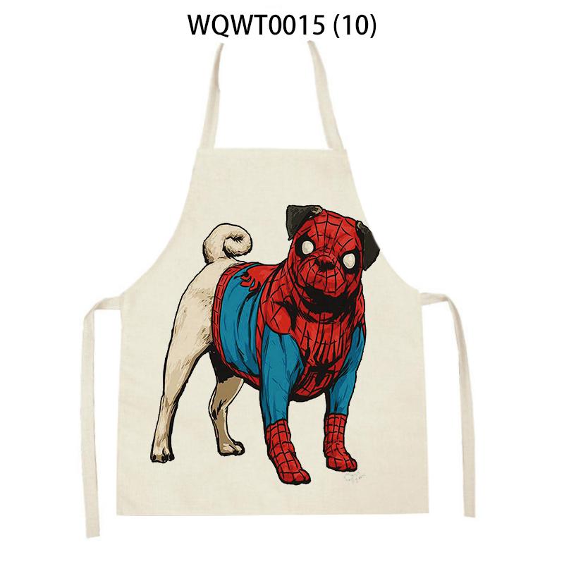 Adult Kids Kitchen Apron Funny Cartoon Dog Printed Sleeveless Linen Baking Aprons for Men Women Home Cleaning Tools Delantal