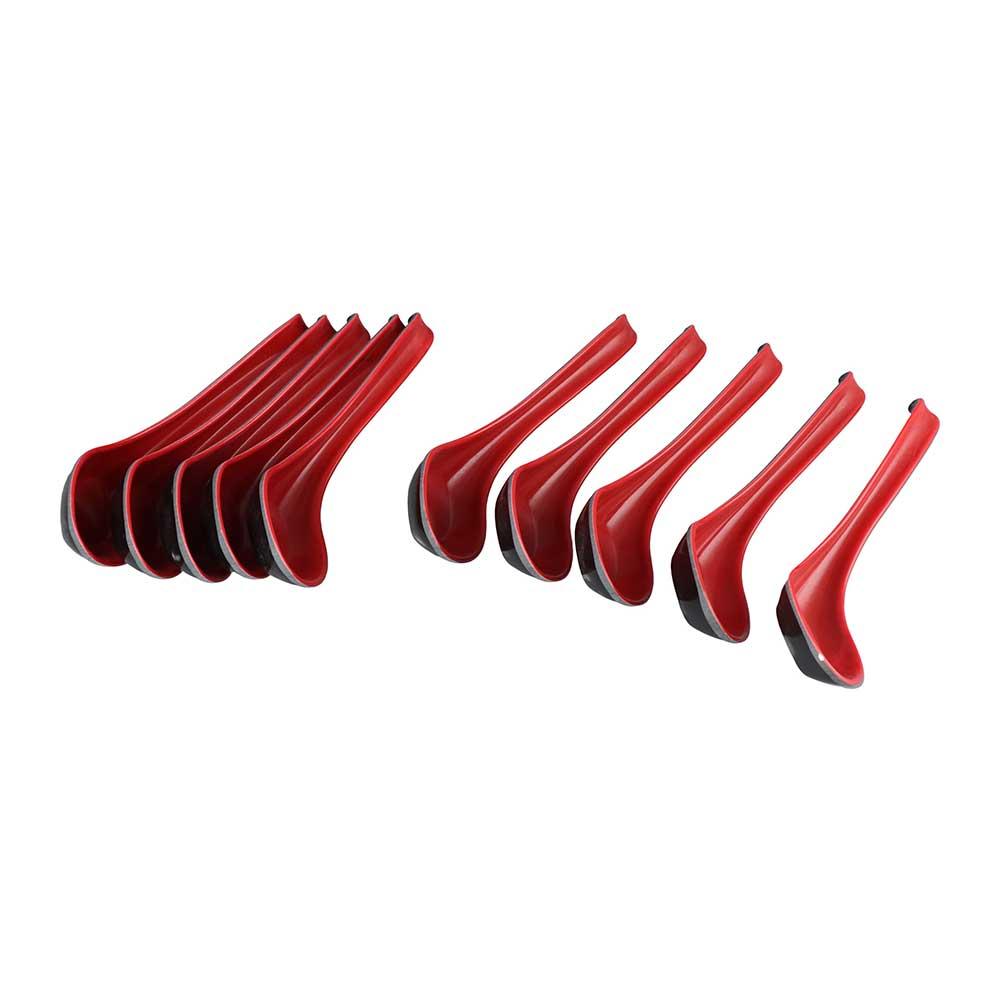 5pcs/set Bicolor Porridge Spoons Long Handle Red Black Soup Spoons Melamine Spoon Sauces