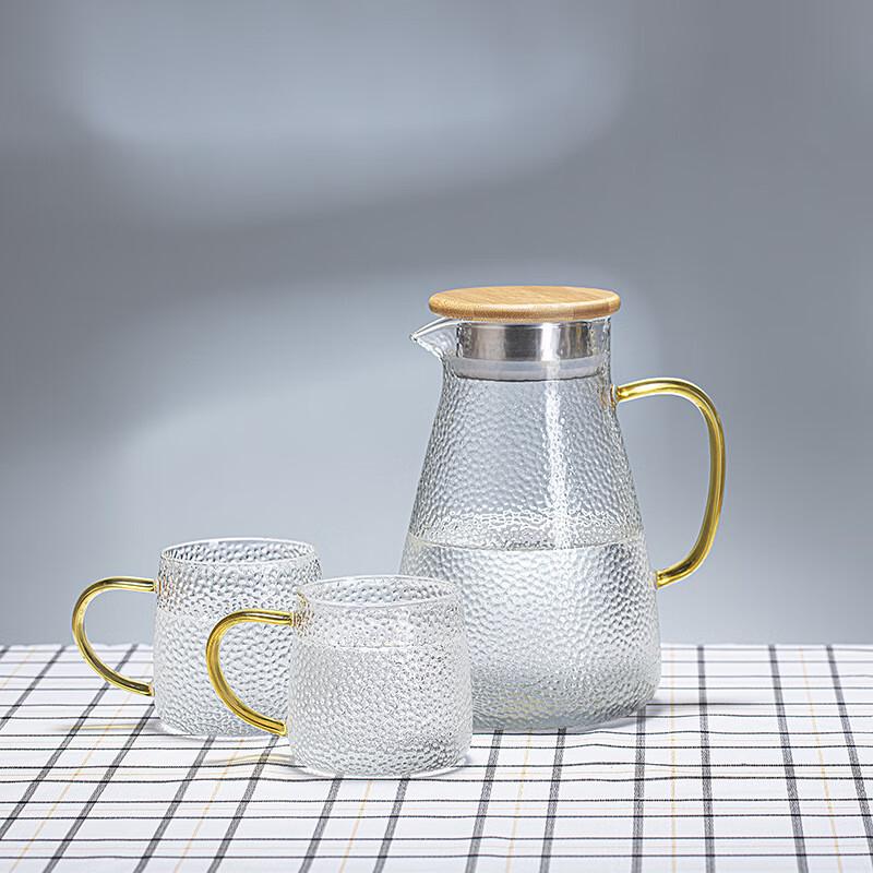

ZK Hammered Glass Pitcher & Cup Set 1500ml Pitcher + 2 Cups