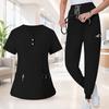 Set Uniforme da Lavoro da Donna - Top a Maniche Corte con Scollo a V ad Asciugatura Rapida con Tasche e Pantaloni Lunghi, Colore