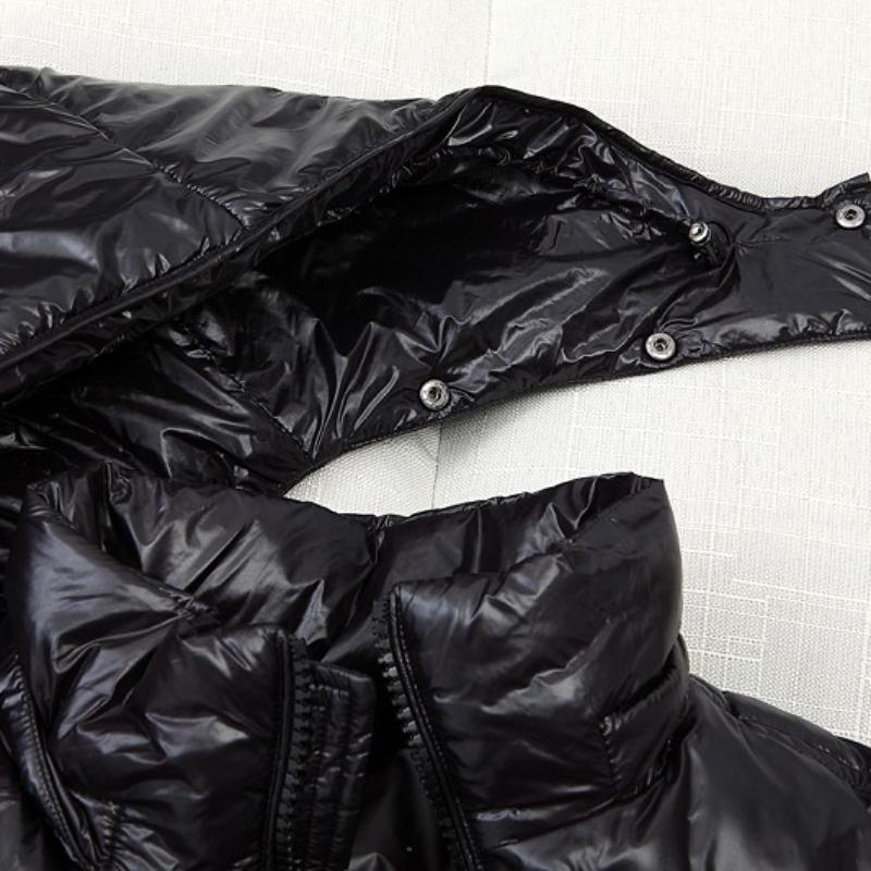 Shiny Cotton Jacket Unisex Short Hooded Thickened Cotton Coat Warm Outerwear Fashion Cold-Weather Clothing