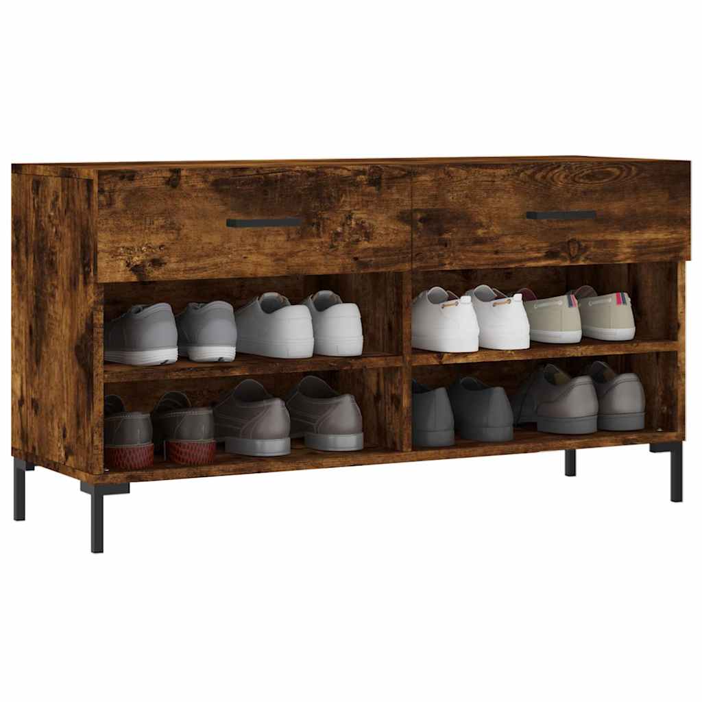 Shoe Bench Smoked Oak 102x35x55 cm Wood Based Material