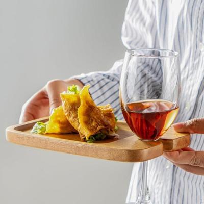Wine Appetizer Plates Snack Serving Board Wooden Handheld Holder with Glass
