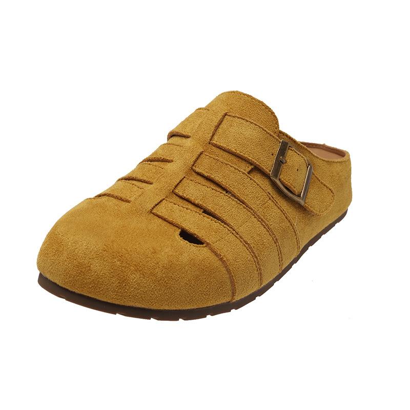 

Ретро ниша полые тапочки с мешковиной на голове женская верхняя одежда ленивые одна педаль толстая подошва удобные уродливые милые пустые туфли Boken 35 жёлтый