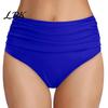 Costume da Bagno Classico a Vita Alta per Donna, Pantaloncino Bikini a Vita Alta con Controllo Pancia, Ruches, Vestibilità Flessibile, Pantaloncini da Spiaggia