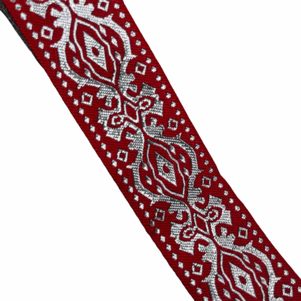 Серебряная блестящая вышивка Ленточная отделка Винтажный Этнический Традиционный китайский узор Жаккардовая вышивка Отделка Бохо Цветочная красный