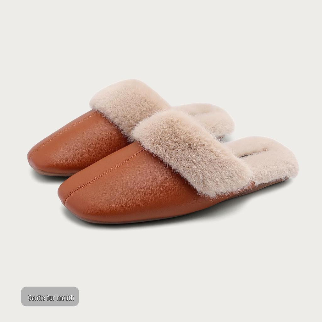 Damen Plüsch-Baumwollpantoffeln - Warm, Samtgefüttert, Rutschfest, Hautfreundlich für Zuhause