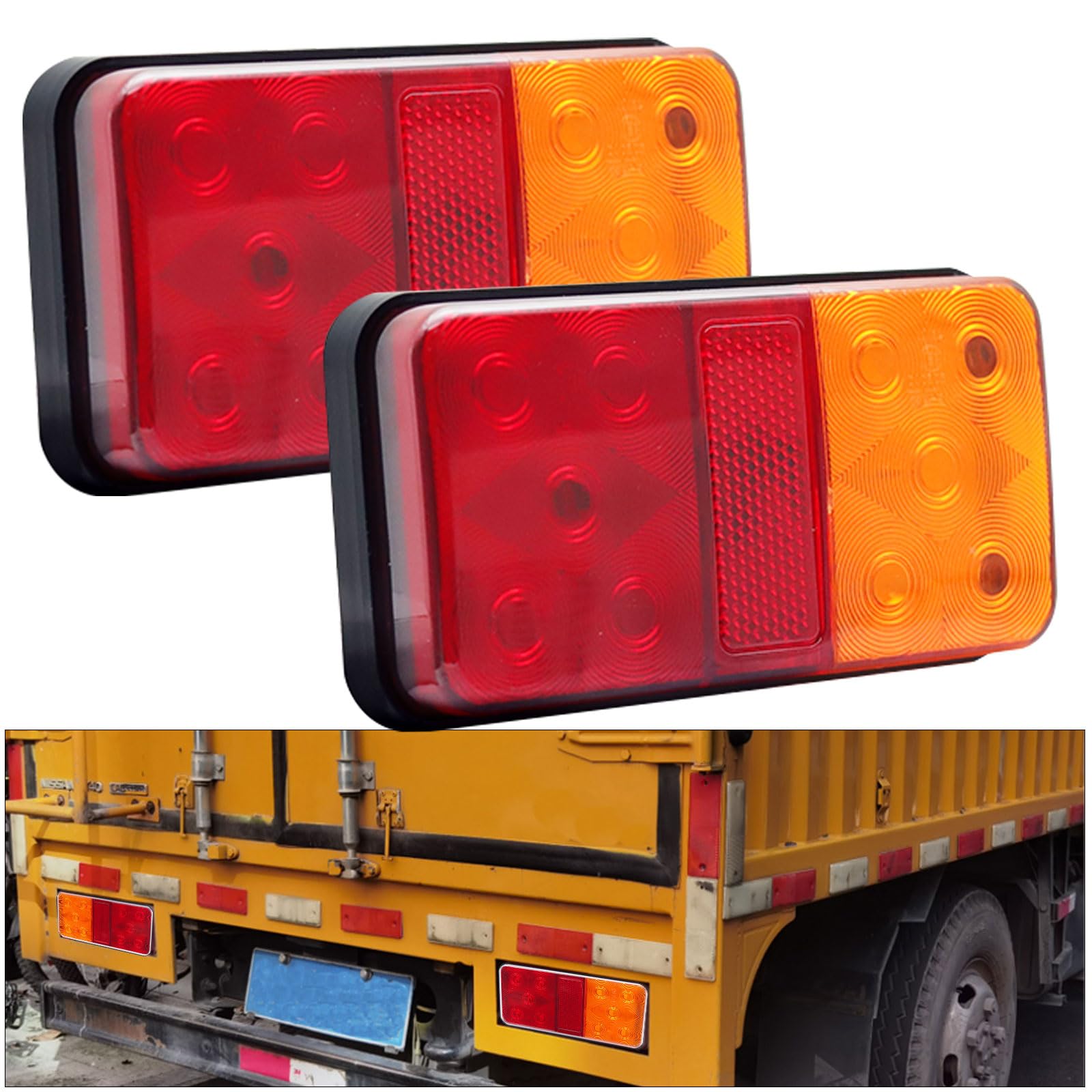 

X-STYLE Truck Tail Lamp, 12 V, Red + Yellow, 2 Colors, LED Brake Lamp,