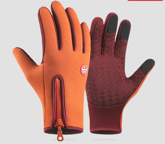 

Waterproof Windproof Touchscreen Zipper Winter Gloves Warm Motorcycle Riding Snowboard Cold Weather Driving Gloves M оранжевый