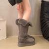 Fur Integrated Snow Boots Women's Winter New High Tube Can Be Folded Two Wear Thickened Warm Cotton Shoes Medium Boots