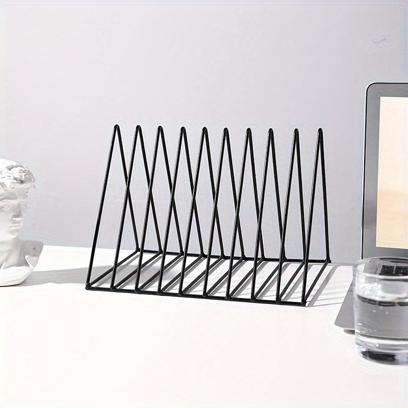 1pc Metal Desk Organizer, 9-Section File Holder, Office Bookshelf Storage, Creative Display Storage, Bookclip Office Shelf