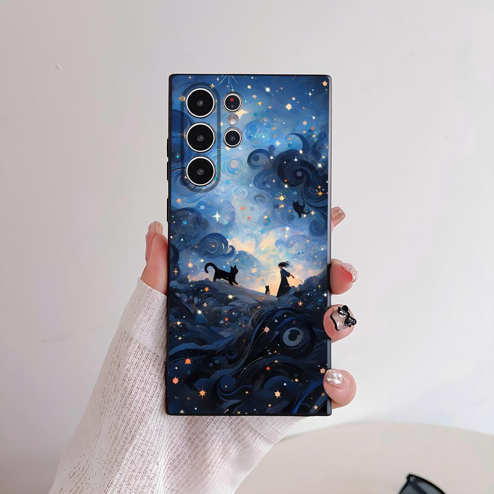 Van ART G-Gogh Funny Cat Phone Case for Samsung S series s21 s22 s23 s24 s25 FE Plus Ultra TPU Soft to Skin-friendly case