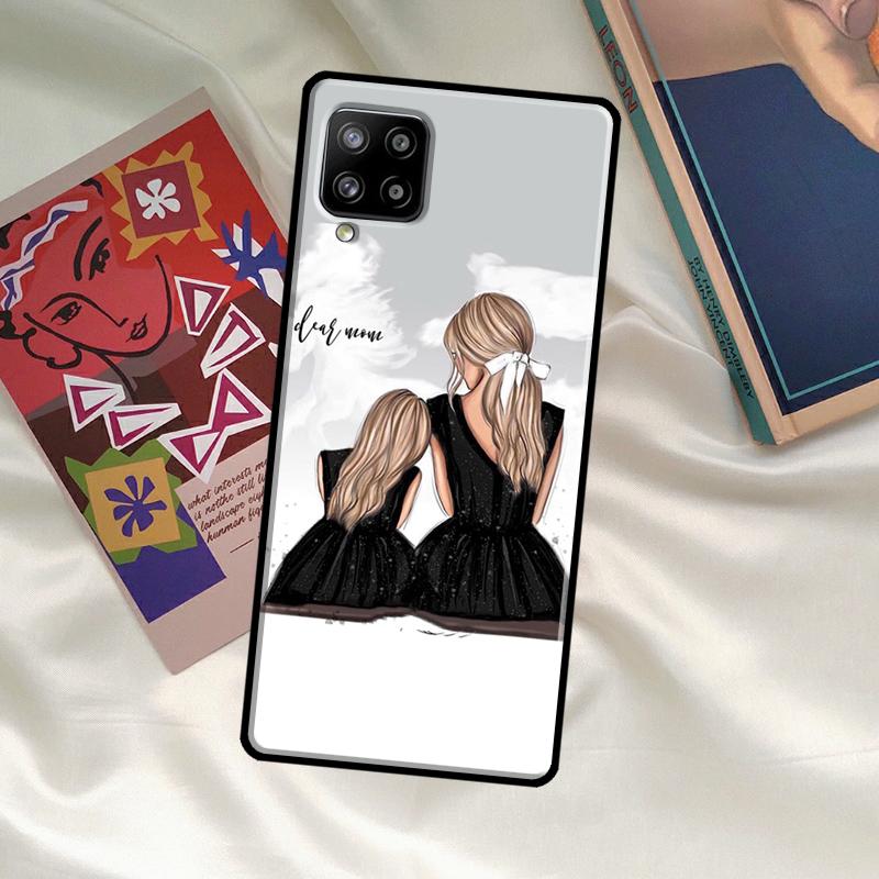 Black Brown Hair Baby Mom Girl Son Case For Samsung Galaxy A52 A32 A12 A33 A06 A16 A26 A36 A56 A15 A53 A13 A34 A54 A14 A35 A55
