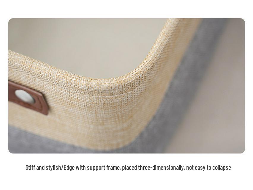 Coș de depozitare modern din in bicolor pentru casă și jucării