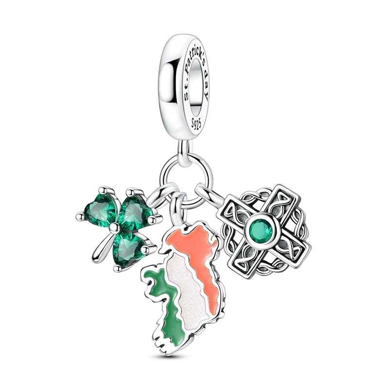 Original 925 Sterling Silver Charm Bead St. Patrick's Day Series Green Pendant Fit Original Bracelet For Women DIY Jewelry Gift