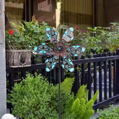 Dekoracyjny Wiatraczek Motylkowy Wiatraczek Świecący w Nocy 1 Sztuka Dekoracja Ogrodowa Motyl Łatwy Montaż Solidna Metalowa Konstrukcja