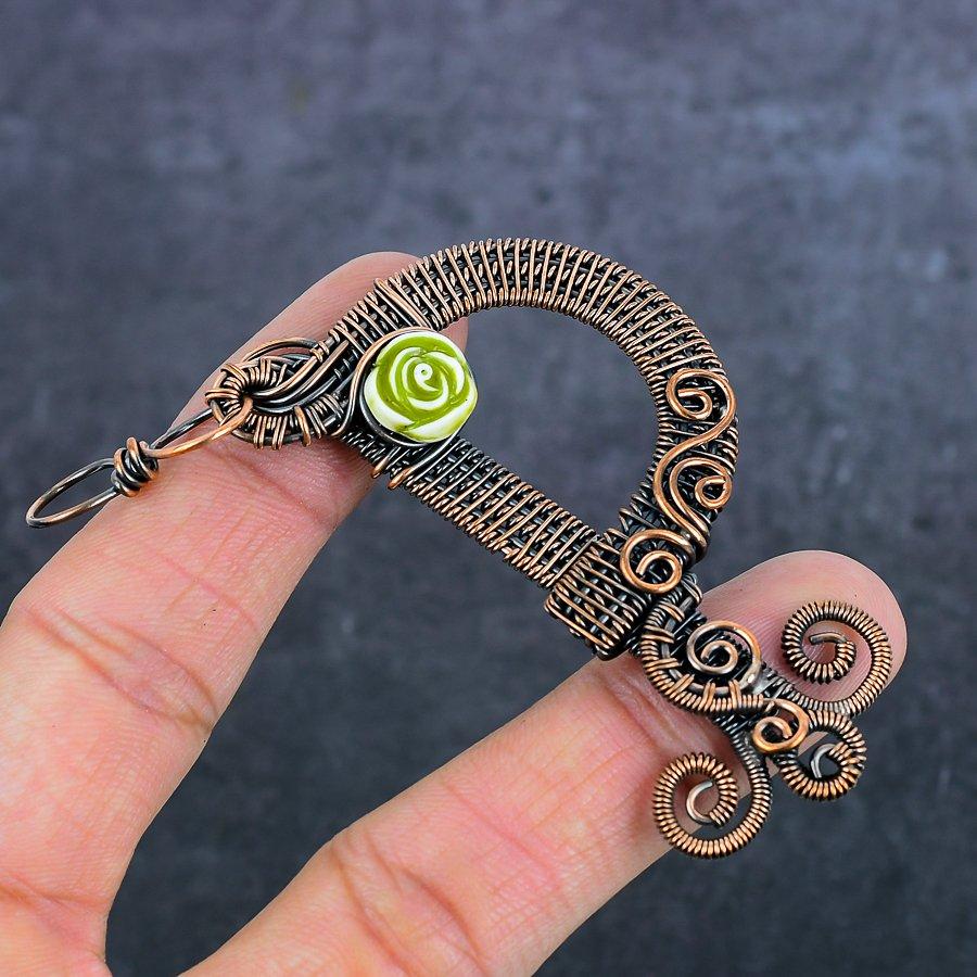 P Look Gemstone Copper Wire Wrap Jewelry Pendant 3.66"