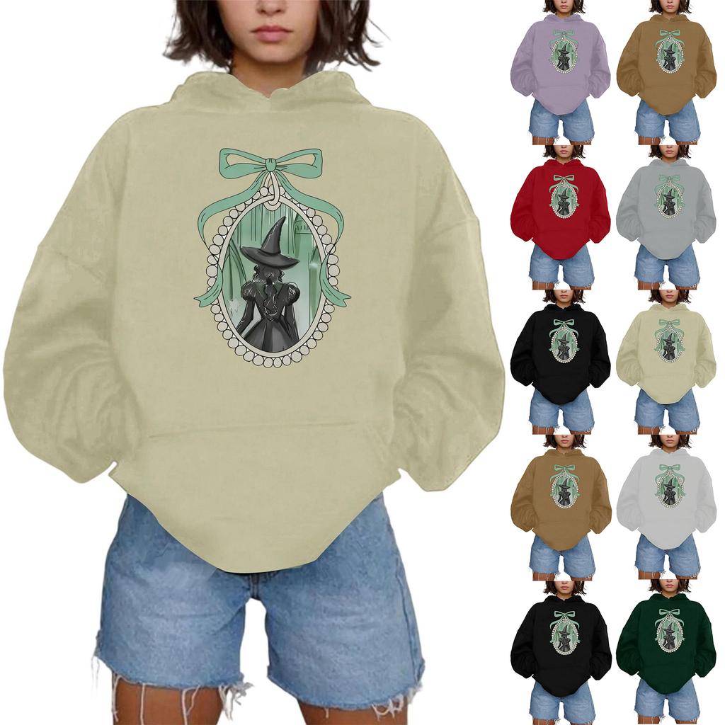 Damen Modisches Lässiges Kapuzen-Langarm-Sweatshirt mit Aufdruck