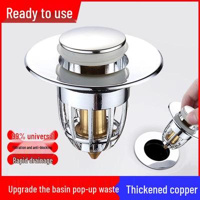 Copper Pop-up Basin Stopper & Anti-Clog Drain Filter