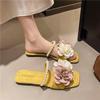 Cool Slippers Female Summer Dress With Sandals French Sweet Fairy Pearl Flower Style
