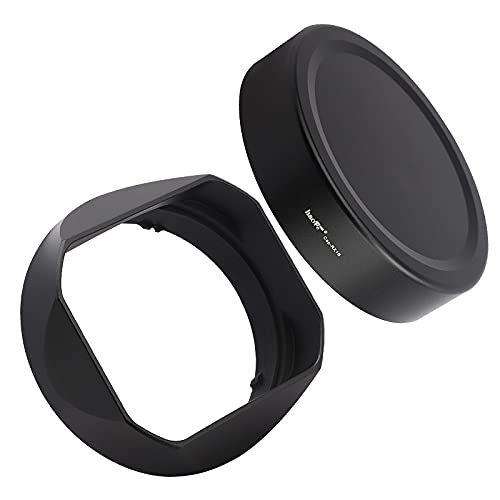 Haoge Metal Square Lens Hood + Hood Cap for Fujifilm, Sony Cyber-Shot DSC RX1, RX1R, RX1RII, R3, RX1M2, and Sony FE 35mm F2.8, FE 55mm/F1.8 Lenses