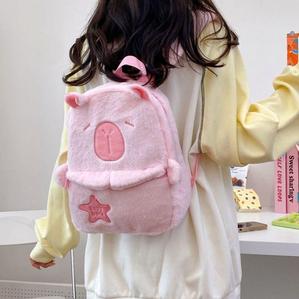 Large Capacity Capybara Plush Backpack Animal Cartoon Capybara Plush Bag  Kids Birthday Gift