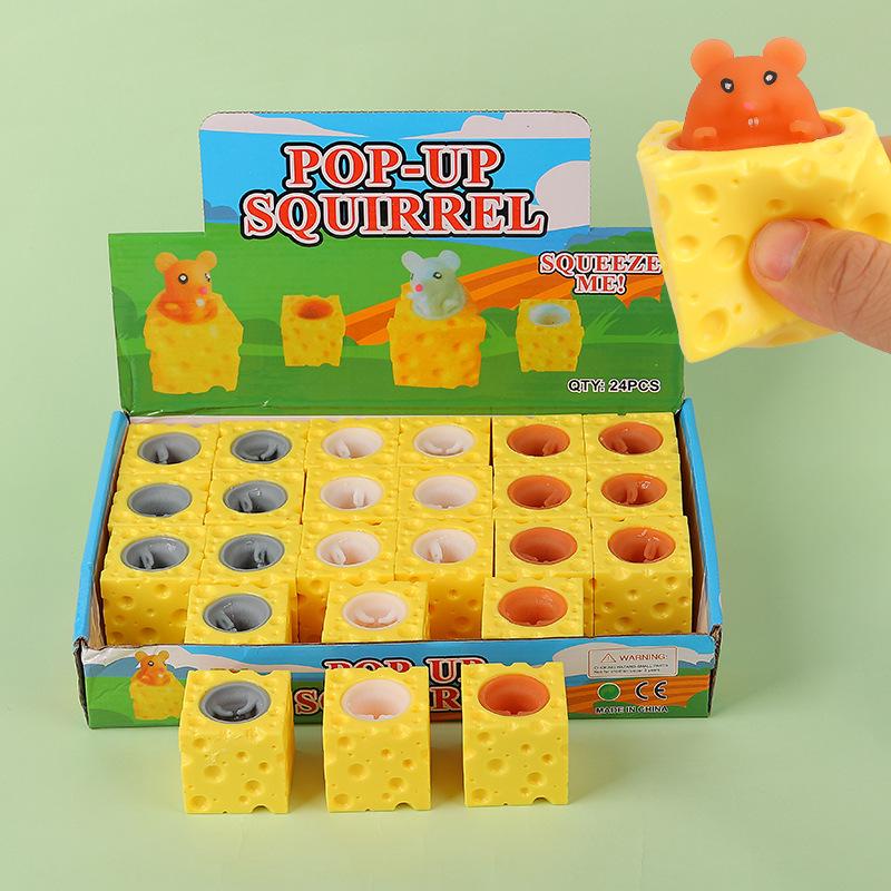 Creative Decompression Cheese Mouse & Squirrel Toy Cup