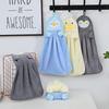 Penguin Coral Fleece Hanging Hand Towel - Absorbent & Soft for Kitchen or Bathroom Use