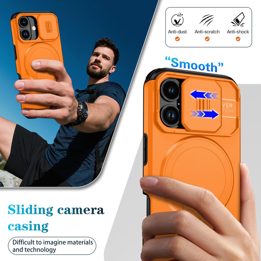 For iPhone 17 Case Kickstand Camera Slider PC + TPU Phone Cover Compatible with MagSafe